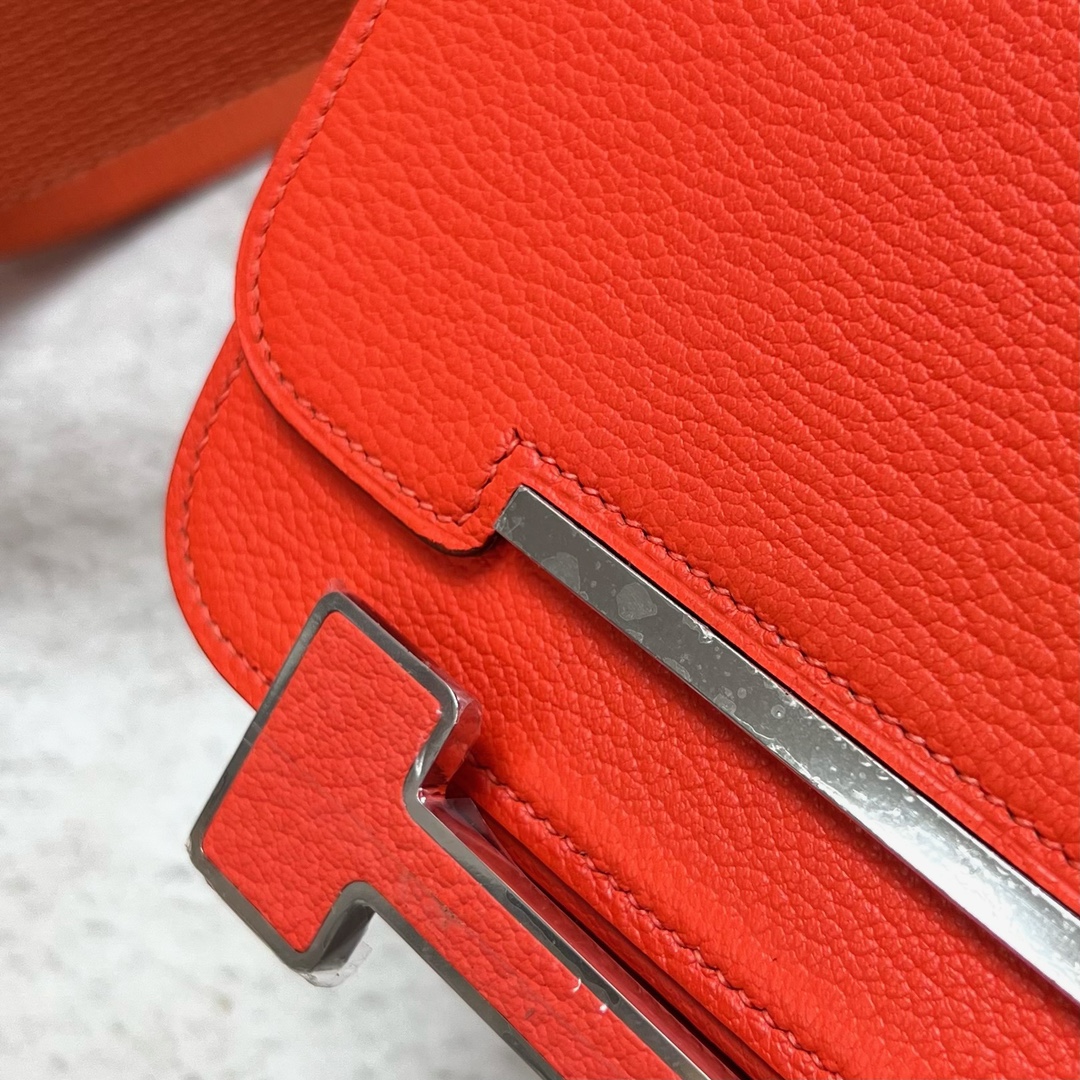 Hermes Geta Shoulder Bag In Feu Orange Mysore Goatskin Leather